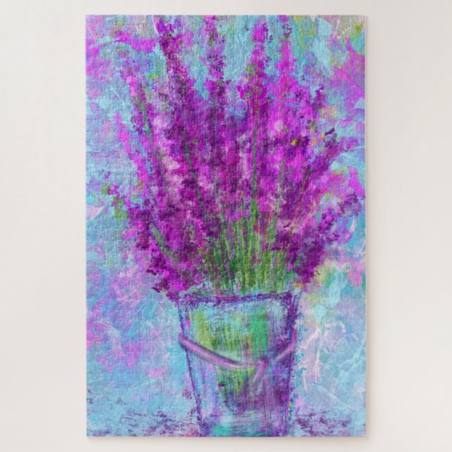 Quebra-cabeça Flores de lavanda - Primavera - Pintura de Abstrat (Vertical)