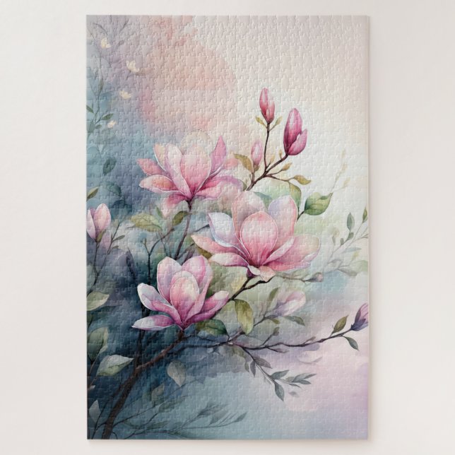 Quebra-cabeça Flores de Magnólia Rosa Botânico (Vertical)