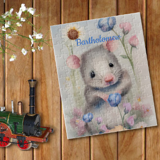 Quebra-cabeça Flores de Mola de Aquarelas Pastel de Rato-Bebê-Cu