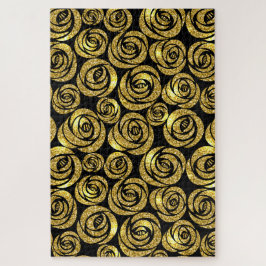 Quebra-cabeça Flores de ouro em fundo preto