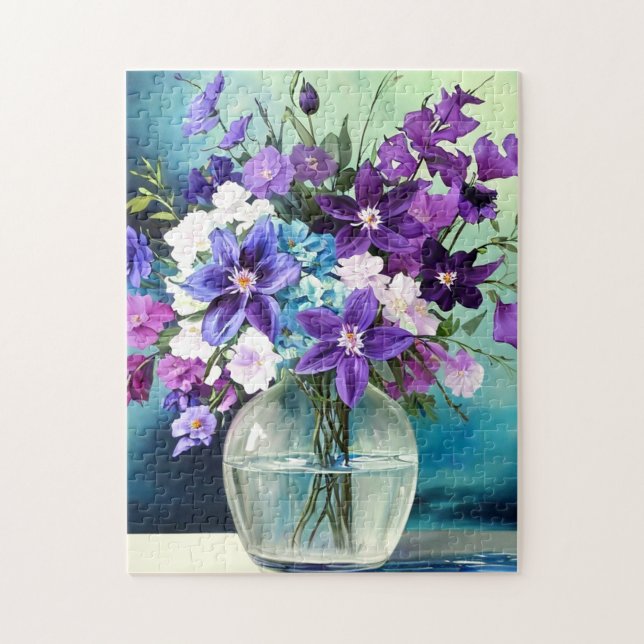 Quebra-cabeça Flores De Roxo Quimérico Num Vaso (Vertical)
