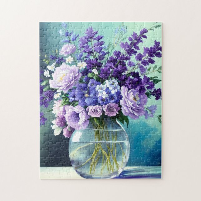 Quebra-cabeça Flores De Roxo Quimérico Num Vaso (Vertical)