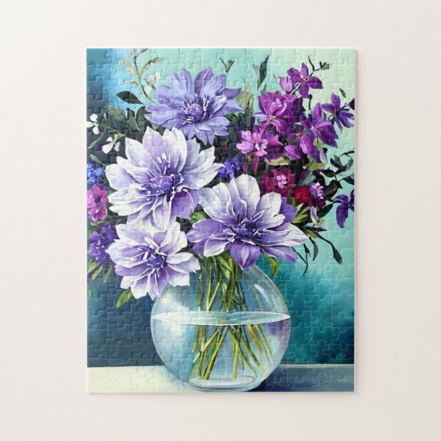 Quebra-cabeça Flores De Roxo Quimérico Num Vaso (Vertical)