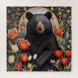 Quebra-cabeça Flores de Tulipas Coloridas do Urso Negro