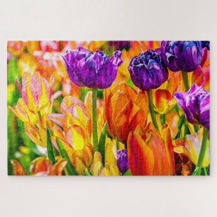 Quebra-cabeça Flores de Tulipas Maravilhosas e Coloridas