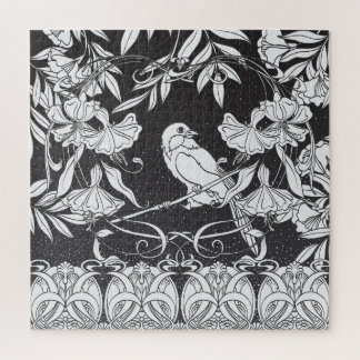 Quebra-cabeça Flores Decorativas Bird Nouveau Poster