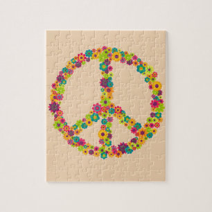 Quebra-cabeça Flores do sinal de paz do hippy