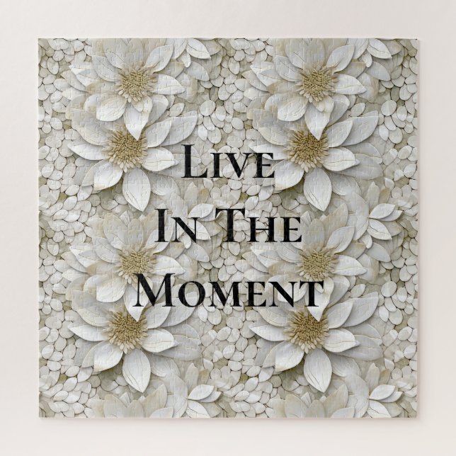 Quebra-cabeça Flores Douradas de Lotus Brancos (Vertical)