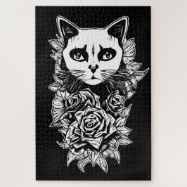 Quebra-cabeça Flores E Gatos Góticos