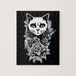 Quebra-cabeça Flores E Gatos Góticos