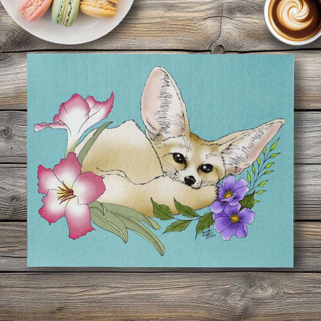 Quebra-cabeça Flores Fennec Fox Cute (Criador carregado)