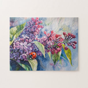 Quebra-cabeça Flores Lilás Roxas Vibrantes Ladybug