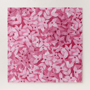 Quebra-cabeça Flores lilases de aquarelas: fundo floral rosa