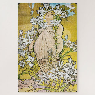 Quebra-cabeça Flores - Lily: Um Nouveau de Arte de Mucha