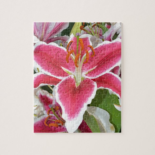 Quebra-cabeça Flores lírios cor-de-rosa (Vertical)