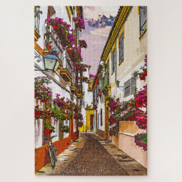 Quebra-cabeça Flores na rua. Córdova, Andaluzia, Espanha.