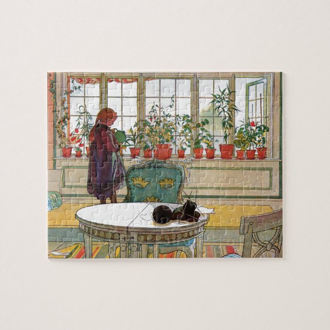 Quebra-cabeça Flores no Windowsill por Carl Larsson (Horizontal)
