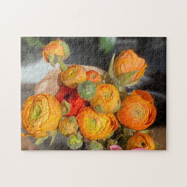 Quebra-cabeça Flores Orangadas Brilhantes (Horizontal)
