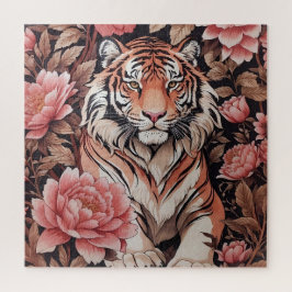 Quebra-cabeça Flores Rosa Tigre em Mesmerização
