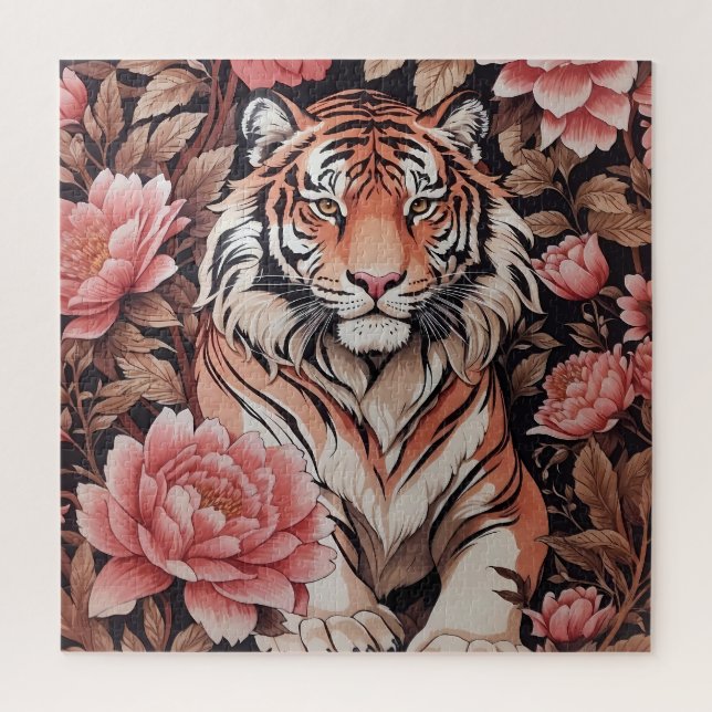 Quebra-cabeça Flores Rosa Tigre em Mesmerização (Vertical)