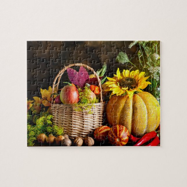 Quebra-cabeça Flores Russas de Colheita de Outono Pumpkin (Horizontal)