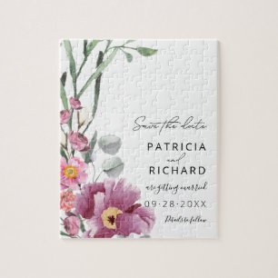 Quebra-cabeça Flores Selvagens Aquarela Casamento Salvar A Data