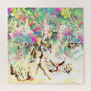 Quebra-cabeça Flores tropicais-leopardo-da-neve Animal do Havaí