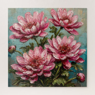 Quebra-cabeça Flores Vibrantes de Crisântemo Rosa