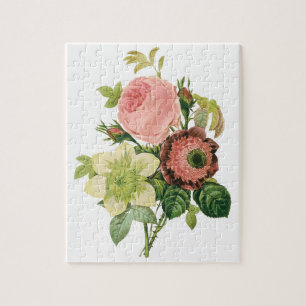 Quebra-cabeça Flores Vintage, Anemone Rosas Clematis por Redoute