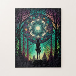 Quebra-cabeça Floresta de Mandala Psicodélico Puzzle | Arte Boho