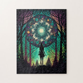 Quebra-cabeça Floresta de Mandala Psicodélico Puzzle | Arte Boho