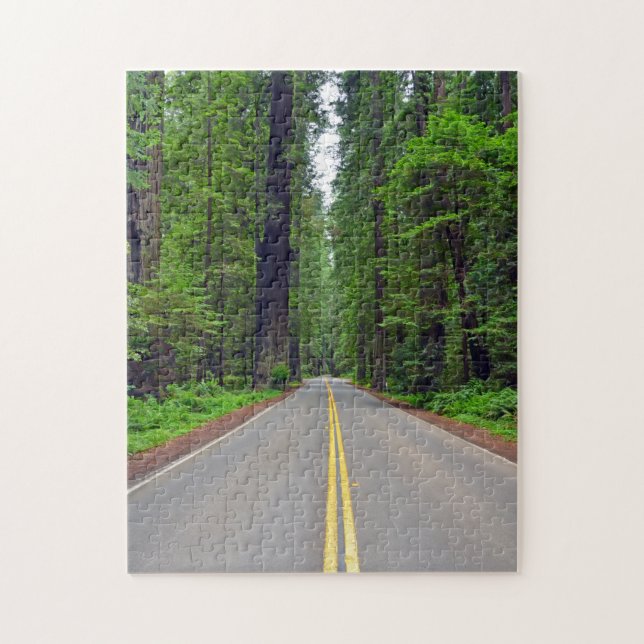 Quebra-cabeça Floresta e estrada da sequóia vermelha de (Vertical)