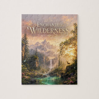Quebra-cabeça Floresta Encantada Cervo Cachoeira Fantasia Jigsaw