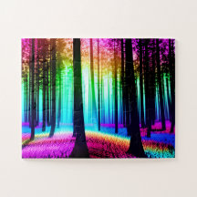 Floresta Mágica com Silhuetas de Árvore