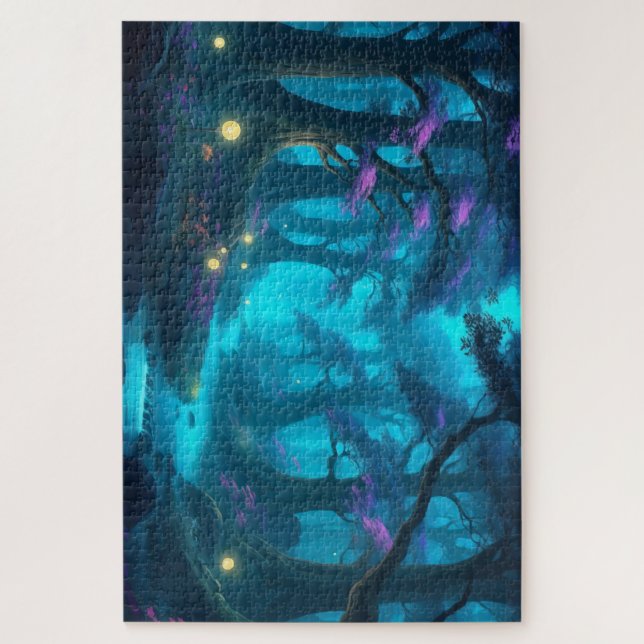 Quebra-cabeça Floresta Moonliada Encantada - Fluxo Místico Brilh (Vertical)