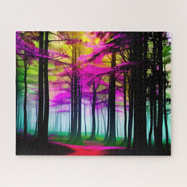 Quebra-cabeça Floresta Negra e Branca Encantada e Verde (Horizontal)