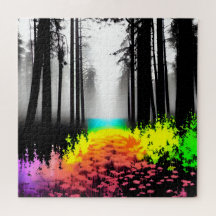 Floresta Silhueta Preta e Branca e Abertura de Cor