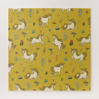 Quebra-cabeça Floresta Unicórn: Padrão Floral Vintage
