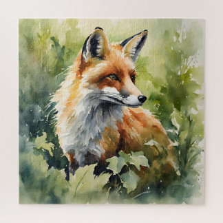 Quebra-cabeça Floresta Vibrada de Fox de Aquarela para Amantes N