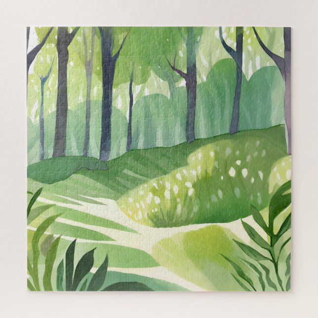 Quebra-cabeça Florestas Caprichosas | Paisagem em Aquarela da Fl (Vertical)