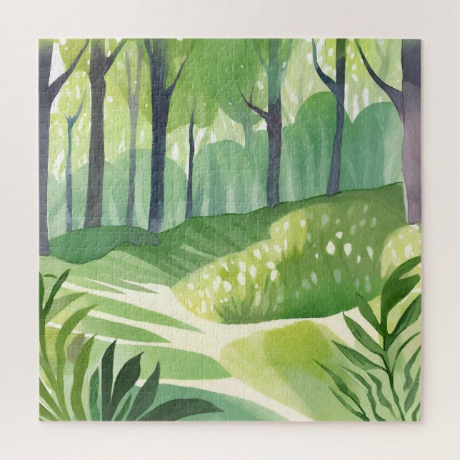 Quebra-cabeça Florestas Caprichosas | Paisagem em Aquarela da Fl (Vertical)