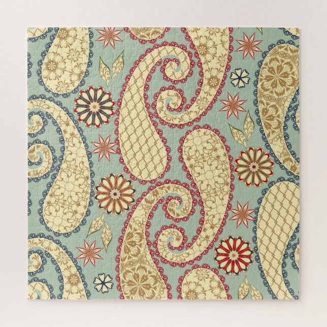 Quebra-cabeça Flórida étnica, estilo paisley vintage. (Vertical)