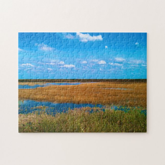 Quebra-cabeça Florida Everglades Sawgrass, Céu e Reflexos (Horizontal)