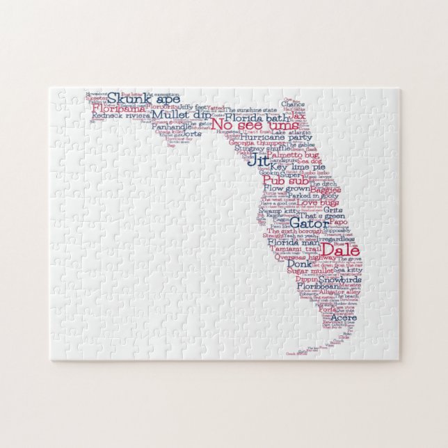 Quebra-cabeça Florida USA Slang Word Art Map Jigsera Quebra-cabe (Horizontal)