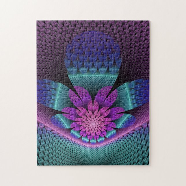 Quebra-cabeça Flower Fractal - Incomum - Padrão Colorida Fantasi (Vertical)