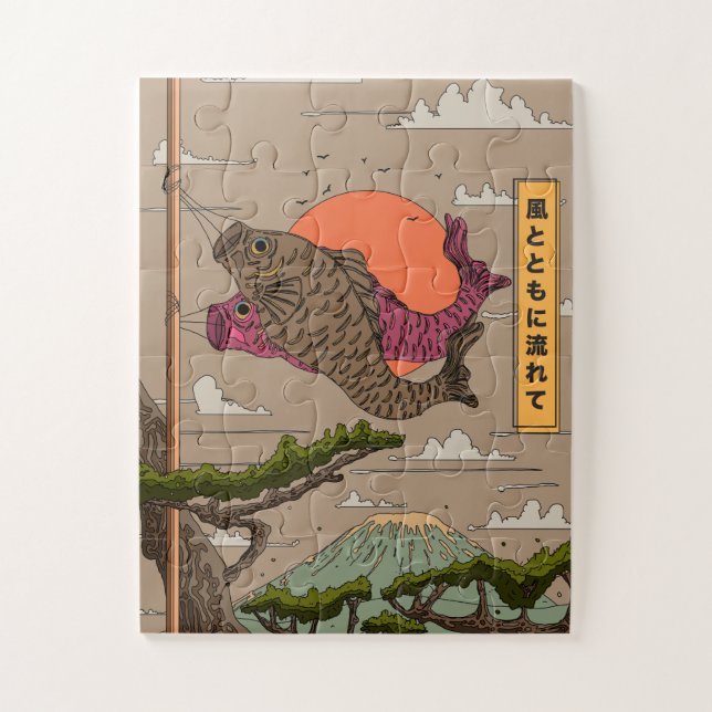 Quebra-cabeça Fluir com o Vento Koinobori (Vertical)