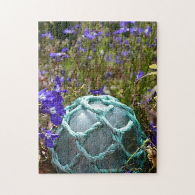 Quebra-cabeça Flutuador de Pesca de Vidro e Flores (Vertical)