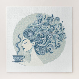 Quebra-cabeça Fluxo de arte feminina - Fusão de Azulejo azul