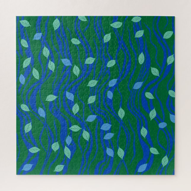 Quebra-cabeça Fluxo Elemental Esmeralda Verde Azul Cobalto com F (Vertical)