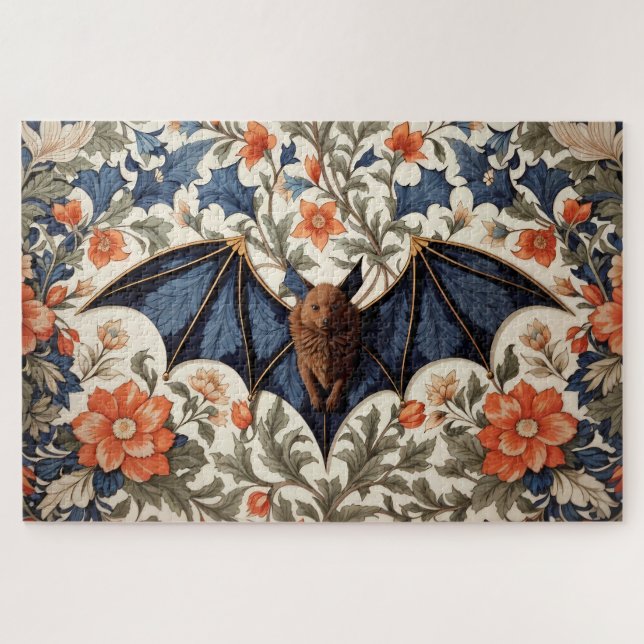 Quebra-cabeça Flying Bat William Morris Inspired Floral (Horizontal)